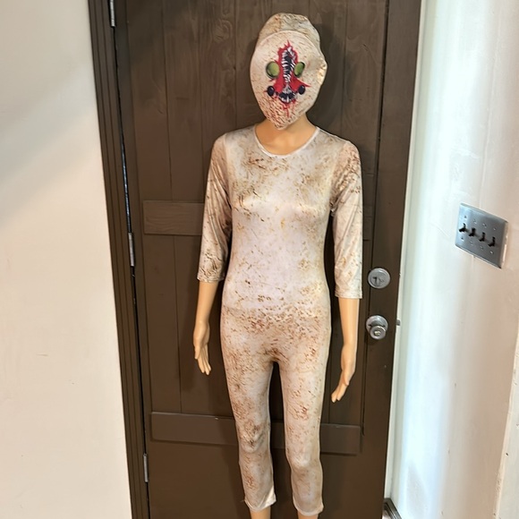 Insect skin suit with slip over mask, you can see through the eyes. Zipper back. - Picture 1 of 6